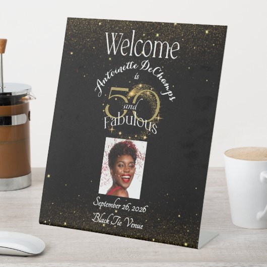 50 en Fabulous Verjaardagsfeest Gepersonaliseerde  Reclamebord Met Voetstuk (Insitu)