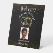50 en Fabulous Verjaardagsfeest Gepersonaliseerde  Reclamebord Met Voetstuk (Voorkant)