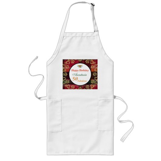 50 en Fabulous Verjaardagsfeest Madras VI Lang Schort (Voorkant)