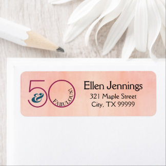 50 en Fabulous Verjaardagsfeest Retouradres Etiket