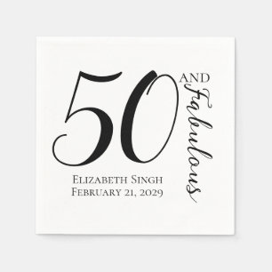 50 en Fabulous Verjaardagsfeest Zwart en Wit Servet