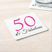 50 en Fabulous verjaardagsfeestje onderzetter (Schuin)