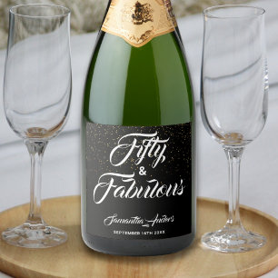 50 en Fabulous Verjaardagsfeestje Sparkling Wijnetiket