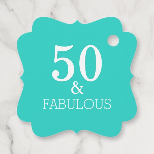 50 En Fabulous Verjaardagsfeestje Turquoise Schatt Bedankjes Labels (Achterkant)