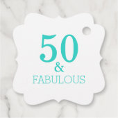 50 En Fabulous Verjaardagsfeestje Wit Turquoise Bedankjes Labels (Achterkant)