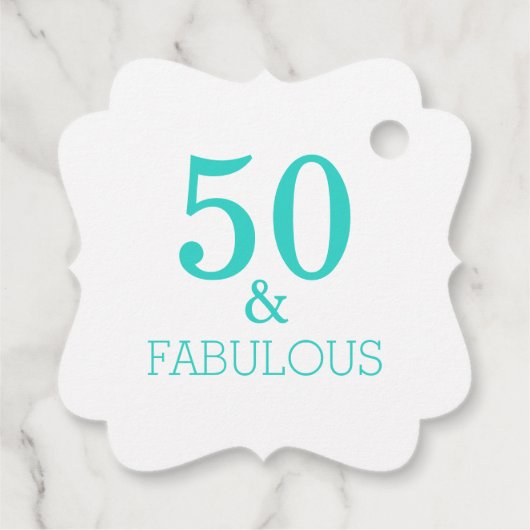 50 En Fabulous Verjaardagsfeestje Wit Turquoise Bedankjes Labels (Achterkant)