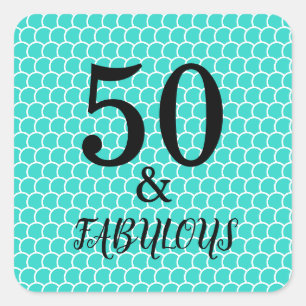 50 En Fabulous Verjaardagsfeestje Zeemeermin Turqu Vierkante Sticker
