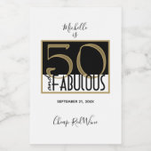 50 en Fabulous Verjaardagsfeestje Zwart Goud Wijn Etiket (Enkel label)