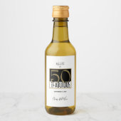 50 en Fabulous Verjaardagsfeestje Zwart Goud Wijn Etiket (Voorkant)