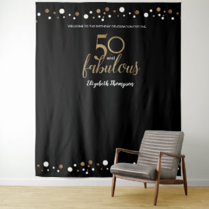 50 en Fabulous verjaardagsfoto selfie achtergrond Wandkleed