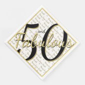 50 en Fabulous verjaardagsnaam zwart/goud Servet (Hoek)