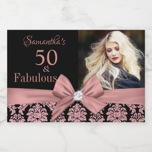 50 en fabulous verjaardagspartij flesetiket sparkling wijnetiket (Enkel label)
