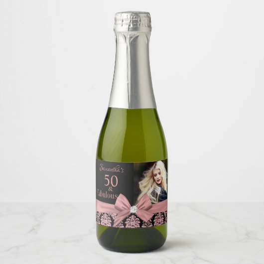 50 en fabulous verjaardagspartij flesetiket sparkling wijnetiket (Voorkant)