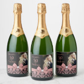 50 en fabulous verjaardagspartij flesetiket sparkling wijnetiket (Flessen)