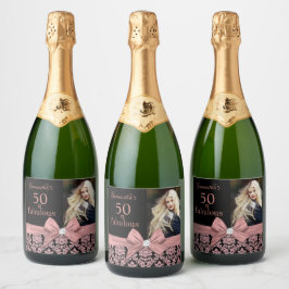 50 en fabulous verjaardagspartij flesetiket sparkling wijnetiket