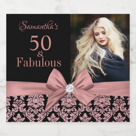 50 en fabulous verjaardagspartij flesetiket sparkling wijnetiket (Enkel label)