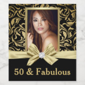 50 en fabulous verjaardagspartij flesetiket wijn etiket (Enkel label)