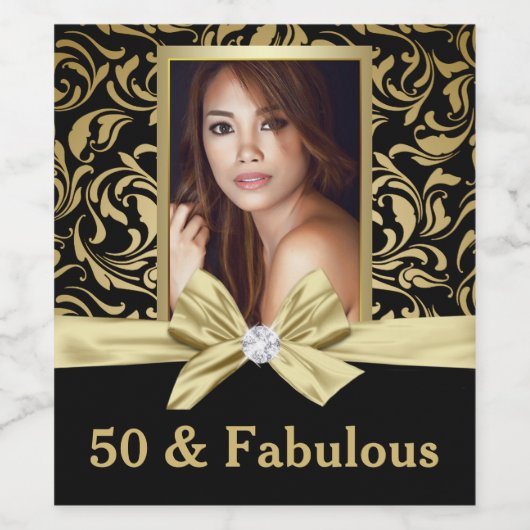 50 en fabulous verjaardagspartij flesetiket wijn etiket (Enkel label)