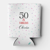 50 en Fabulous Verjaardagspartij Kleurrijke Confet Blikjeskoeler (Voorkant)