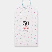 50 en Fabulous Verjaardagspartij Kleurrijke Confet Cadeaulabel (Achterkant)