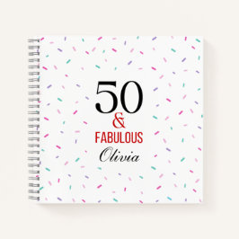 50 en Fabulous Verjaardagspartij Kleurrijke Confet Notitieboek