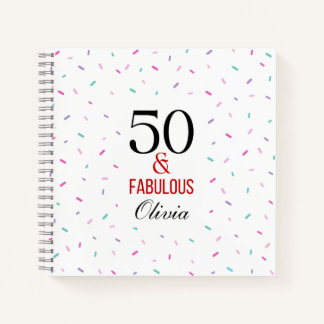 50 en Fabulous Verjaardagspartij Kleurrijke Confet Notitieboek