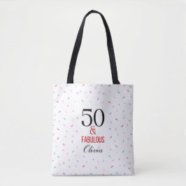 50 en Fabulous Verjaardagspartij Kleurrijke Confet Tote Bag