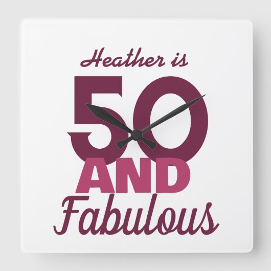 50 en Fabulous Vierkante Klok (Voorkant)