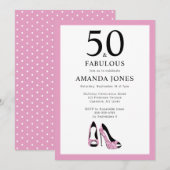 50- en Fabulous Vijftigste verjaardag Kaart (Voorkant / Achterkant)