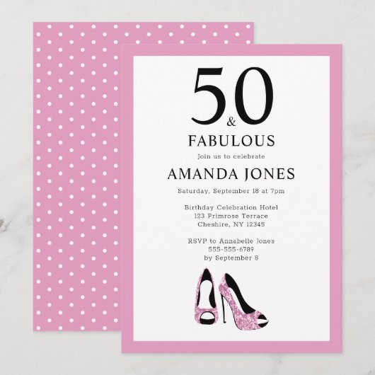 50- en Fabulous Vijftigste verjaardag Kaart (Voorkant / Achterkant)