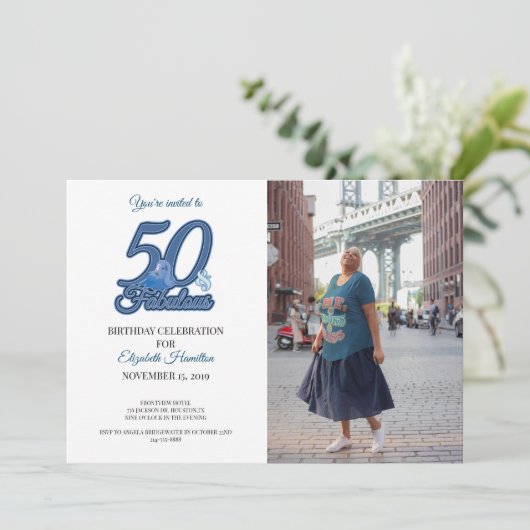 50. en Fabulous Vijftigste verjaardag Kaart (Staand voorkant)