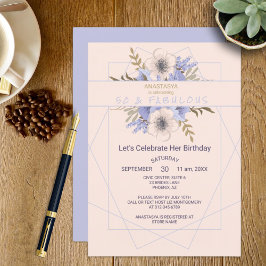 50 en Fabulous Violet Peach Roos Verjaardagsfeest Kaart