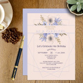 50 en Fabulous Violet Peach Roos Verjaardagsfeest Kaart