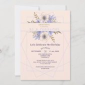 50 en Fabulous Violet Peach Roos Verjaardagsfeest Kaart (Voorkant)