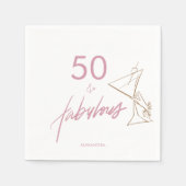 50 en Fabulous Vrouwen Verjaardag Servet Roze Goud (Voorkant)