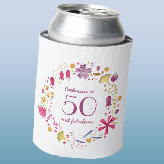 50 en Fabulous Waterverf Floral Custom Name Blikjeskoeler