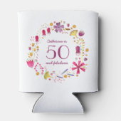 50 en Fabulous Waterverf Floral Custom Name Blikjeskoeler (Achterkant)