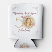 50 en Fabulous Waterverf Floral Foto Name Blikjeskoeler (Voorkant)