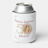 50 en Fabulous Waterverf Floral Foto Name Blikjeskoeler (Blikje Achterkant)