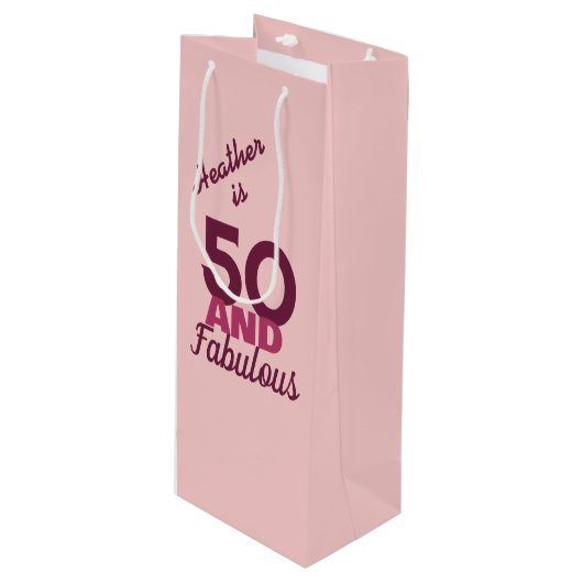 50 en Fabulous Wijn Cadeautas (Voorkant Gekanteld)
