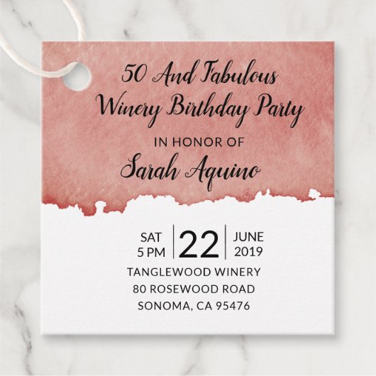 50 En Fabulous Wijnmakerij Verjaardagsfeest Bedankjes Labels (Voorkant)