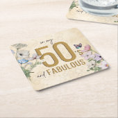 50 en Fabulous Wilde Bloem Kartonnen Onderzetters (Schuin)