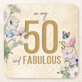 50 en Fabulous Wilde Bloem Kartonnen Onderzetters (Voorkant)