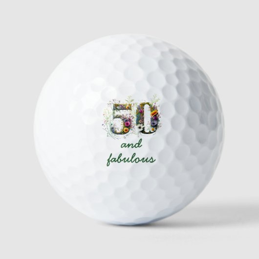 50 en Fabulous Wildflower Tekst Golfballen (Voorkant)
