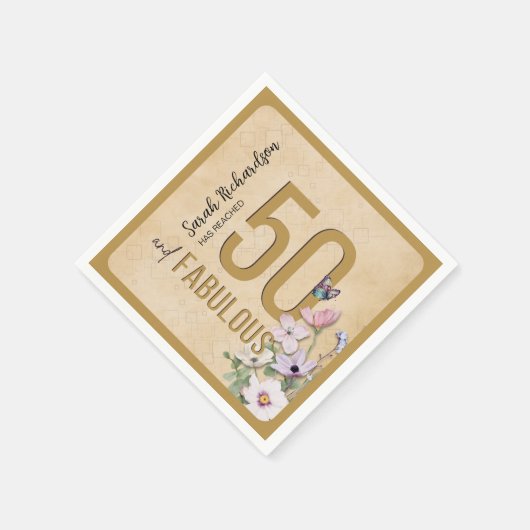 50 en Fabulous Wildflower Verjaardagsfeest servett Servet (Hoek)