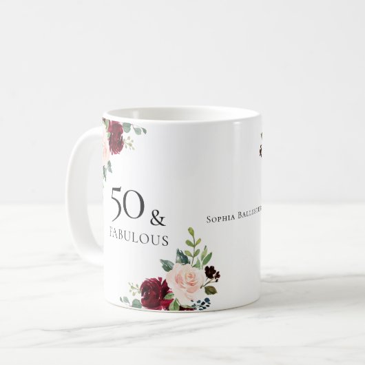 50 en Fabulous Womans 50th Birthday Party Gift Koffiemok (Voorkant links)