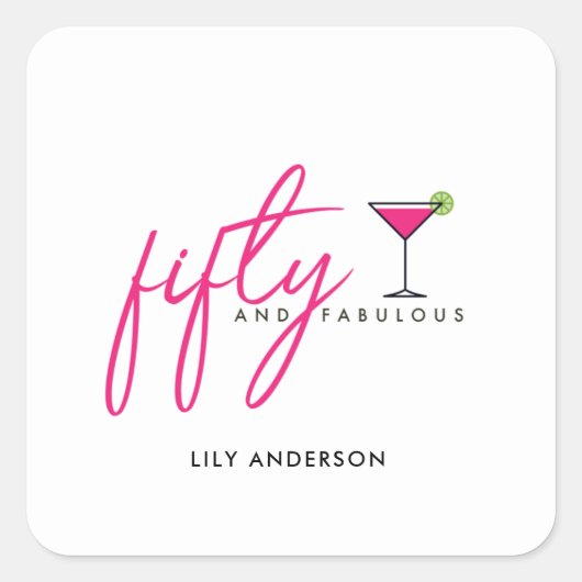 50. en Fabulous Women's Birthday Party Vierkante Sticker (Voorkant)