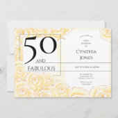 50 en Fabulous Yellow Rose Zwart Horizontaal Kaart (Voorkant)