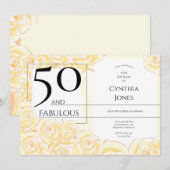 50 en Fabulous Yellow Rose Zwart Horizontaal Kaart (Voorkant / Achterkant)