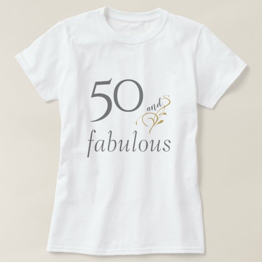 50 en fabulous Zilver & Goud 50e Verjaardag T-shirt (Design voorkant)